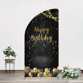 Aperturee - Aperturee Gold Balloons Glitter Bokeh Birthday Half Moon Arch Backdrop